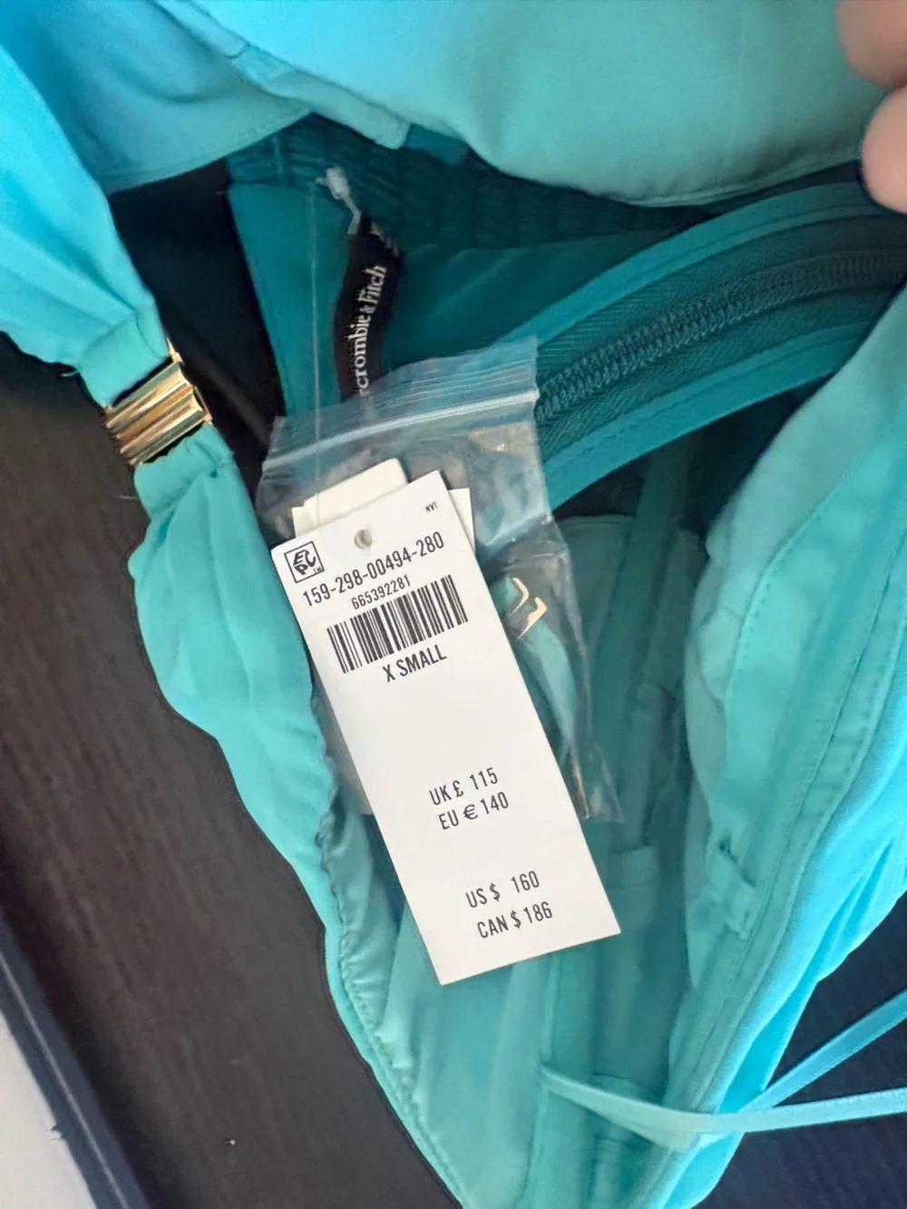 Abercrombie & Fitch Teal and Aqua Pleated Maxi Dress